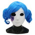 Sally Face Natural Latex Mask Halloween Props Cosplay Blue Wavy Wig - menochic
